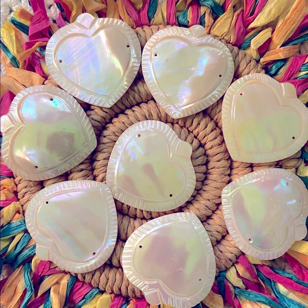 Heart-Shaped Iridescent Shells Beads